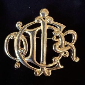 Christian Dior Vintage Gold Brooch, authentic and signed jewelry